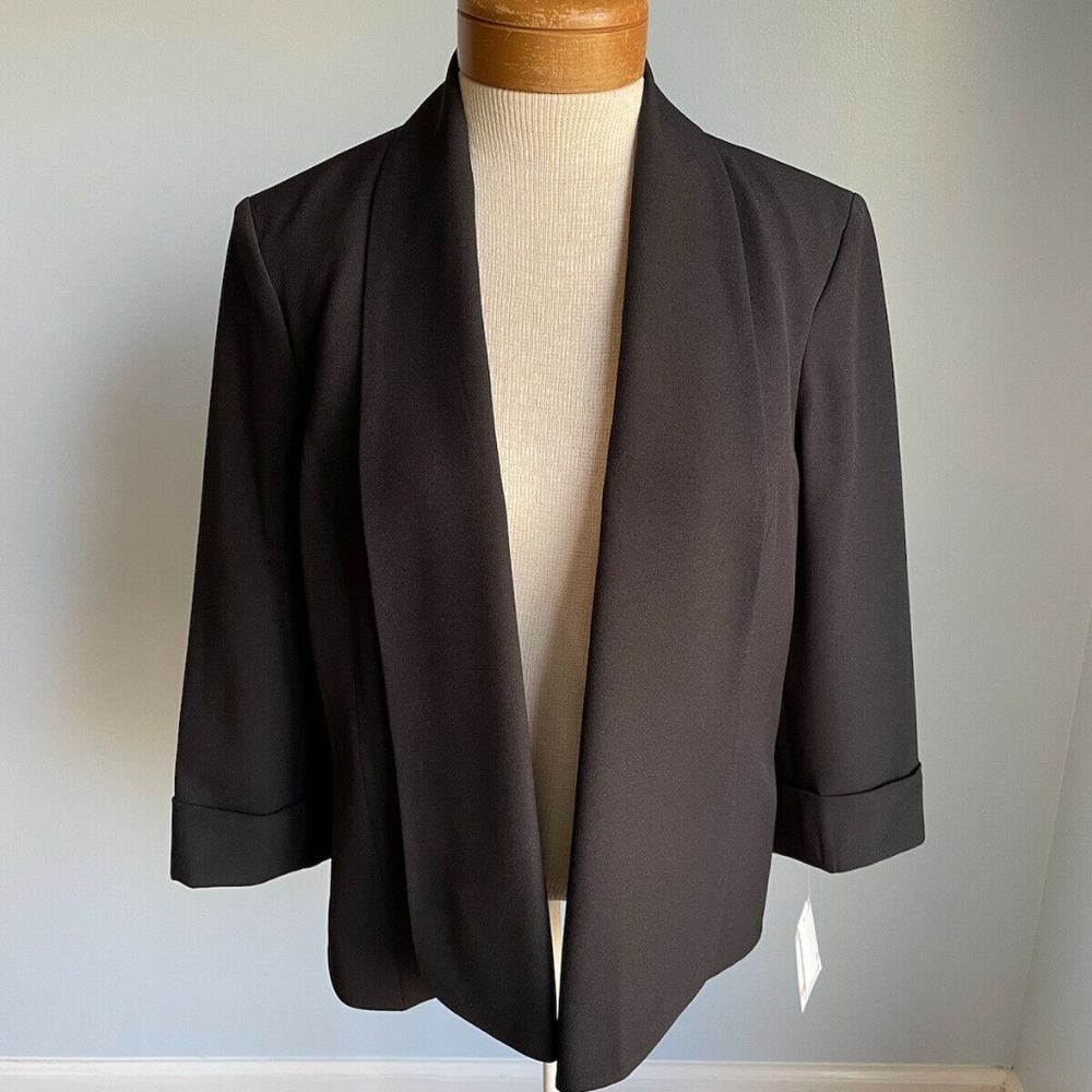 Kasper Black Blazer, NWT, Rolled Sleeves, Women's Size 12